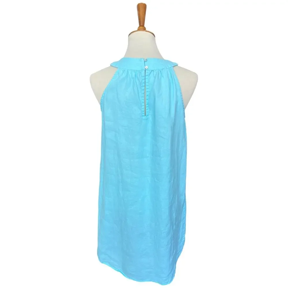 St. Tropez West 100% Linen Vacation Summer Classic Sleeveless Dress Size Small